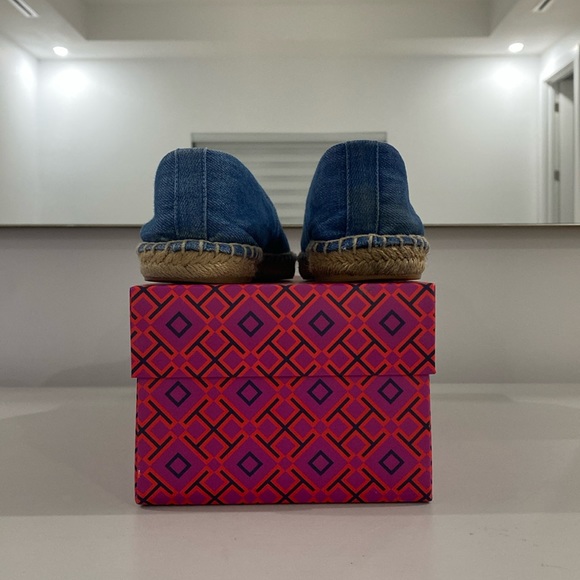 Tory Burch Color Block Flat Espadrille - Denim/Calf Leather - Picture 3 of 7
